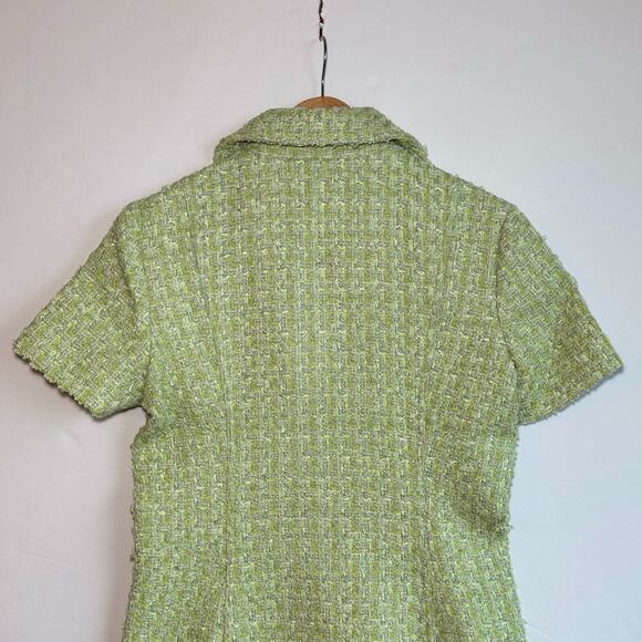 Rumored Notting Hill Mini Dress Chic Minimalist Modern Sz 6 Green Tennis Tweed - Picture 4 of 13